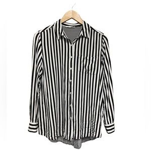 Jane and Delancey Black & White Stripe Button down Blouse